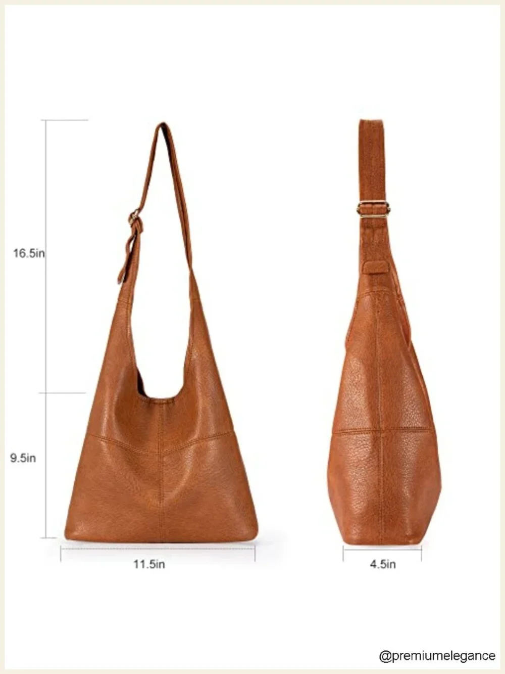 Ultra Soft Faux Leather Hobo Bag with Adjustable Strap and Cosmetic Bag